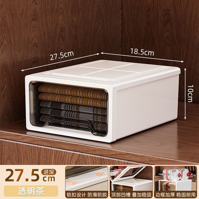 Caja de almacenamiento tipo cajón Caja de almacenamiento transparente armario doméstico ropa interior almacenamiento de ropa caja de acabado de ropa caja de polvo