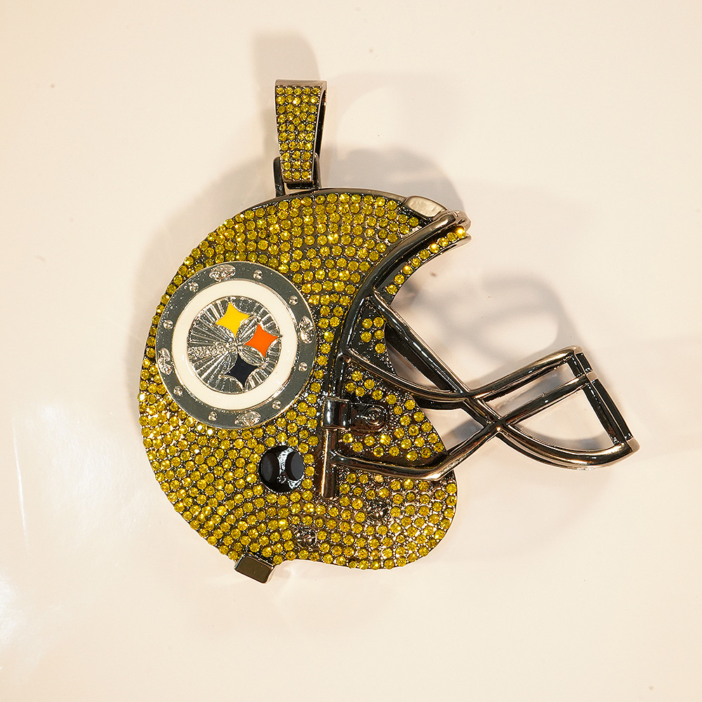 Europa y América Pittsburgh Steelers Pittsburgh acero rugby casco aleación de diamantes colgante collar grande