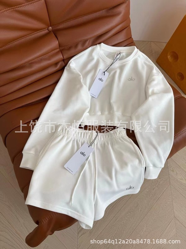 潮牌跨境25春夏男女同款新款 圆领短款卫衣+松紧腰短裤运动套装现|undefined