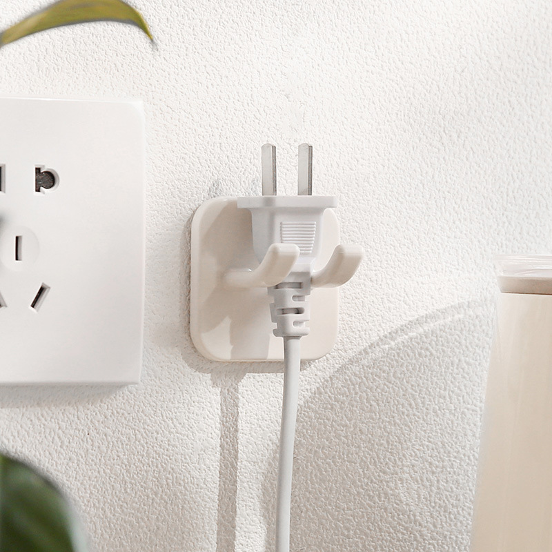 Enchufe de alimentación gancho Shaver titular Punch-libre sin costura gancho pegajoso hilo de la cabeza rack de almacenamiento montado en la pared de doble gancho socket