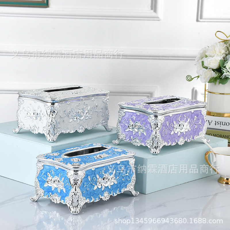 Caja de pañuelos de estilo europeo sala de estar tejido creativo nórdico ins caja de pañuelos de hogar KTV mesa de café simple comida Linda
