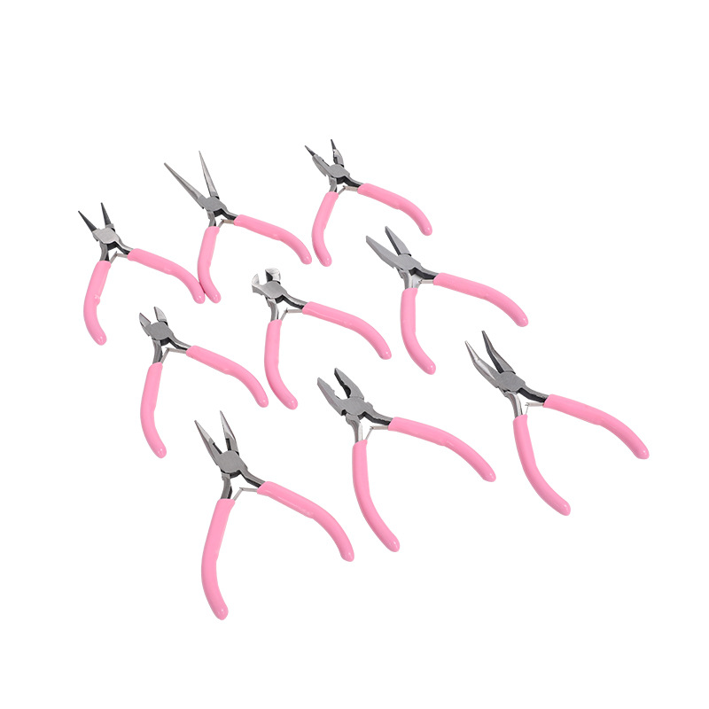 Alicates de punta de aguja de 4,5 pulgadas mini Alicates de uñas alicates de belleza multi-funcional de corte superior oblicua boca curvada pequeños alicates DIY hecho a mano