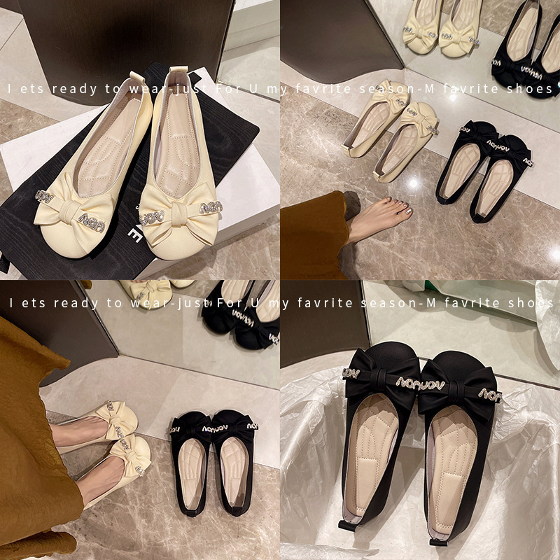 Size 35-43 Large Size Women's Shoes Flats Work Shoes Wide Feet Can Be Worn in Summer New Versatile Gentle Style Beanie Shoes