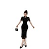 Chinese style haute couture daily cheongsam with waistband and slit dress