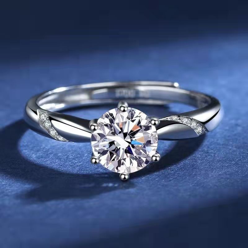 Artificial Diamond Inlay Material Rings Classification Fashion Round Copper Plating Artificial Diamond Rings 1 Piece