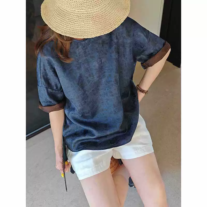 2025夏季新款桑蚕丝衬衫真丝小衫高端桑蚕丝香云纱上衣女装新中式