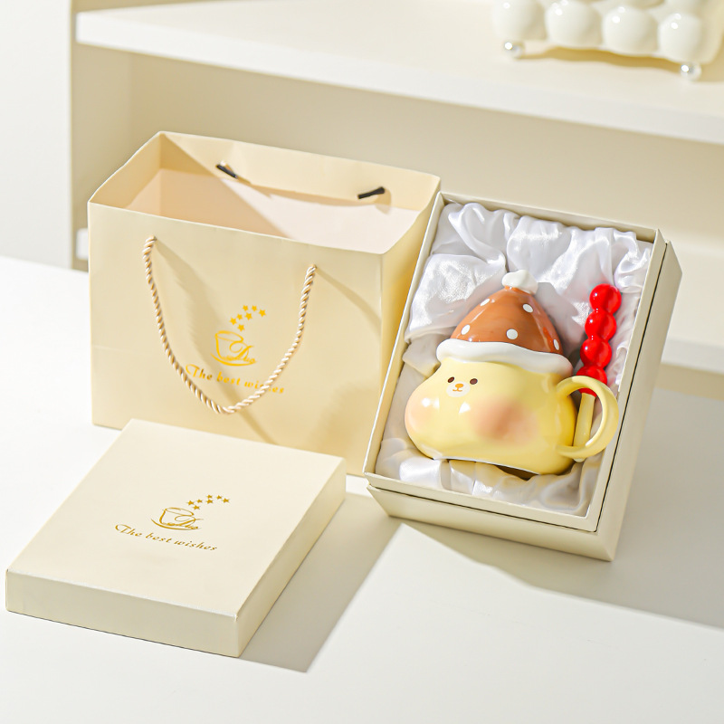 Creativo lindo caramelo haws dibujos animados cerdito cachorro taza cerámica taza con tapa regalo taza de agua taza de pareja