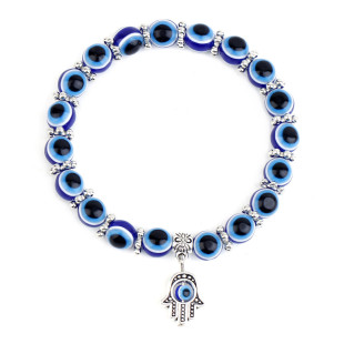 Cross-border Turkish Blue Eyes Bracelet Fatima Palm Devil's Eyes Beaded Bracelet