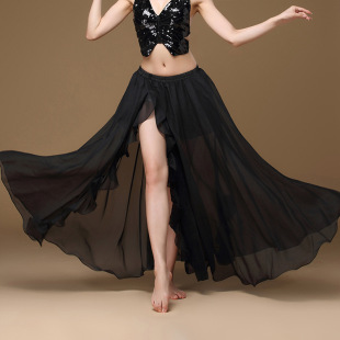 Belly Dance Skirt Skirt Ruffled Single Split Hip Skirt 360 Degree Large Skirt Opening Dance Oriental Dance