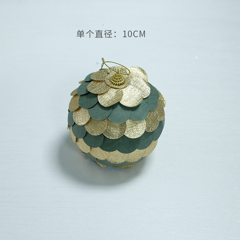 Decoraciones navideñas transfronterizas de 8cm redondas escamas de pescado navideñas vestidos de oro decoración láser bola colgante