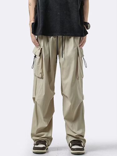 Japanese-style parachute work pants for men, autumn functional casual pants for men, national trend Ins cool stylish drop-down straight-leg pants for men