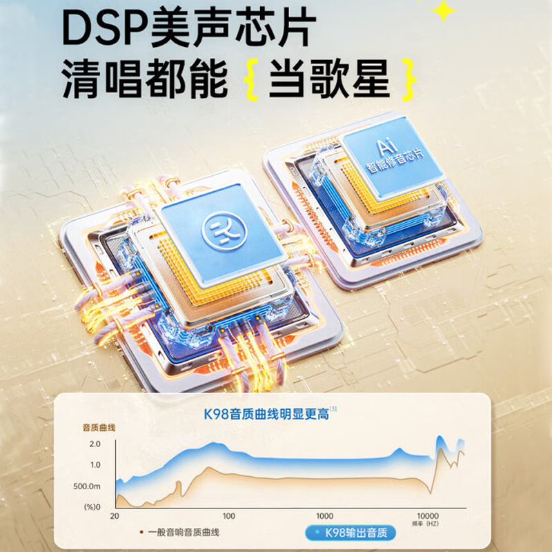 Jinyun K982025 マイクとオーディオ一体型マシン、家庭用屋外歌唱ワイヤレス子供用マイク、Bluetooth 5.3|undefined