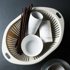 Double-layer draining basket with transparent lid, household kitchen fruit and vegetable storage multi-functional vegetable washing basin, Japanese hollow draining basket