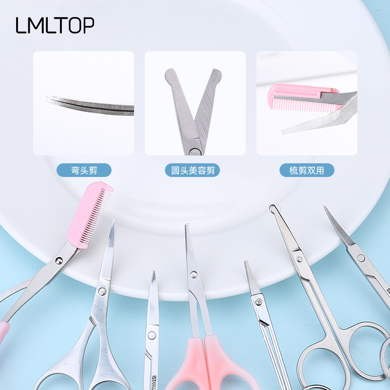 Latin American LACE peine ceja tijeras de belleza ceja maquillaje herramientas ceja tijeras colección al por mayor