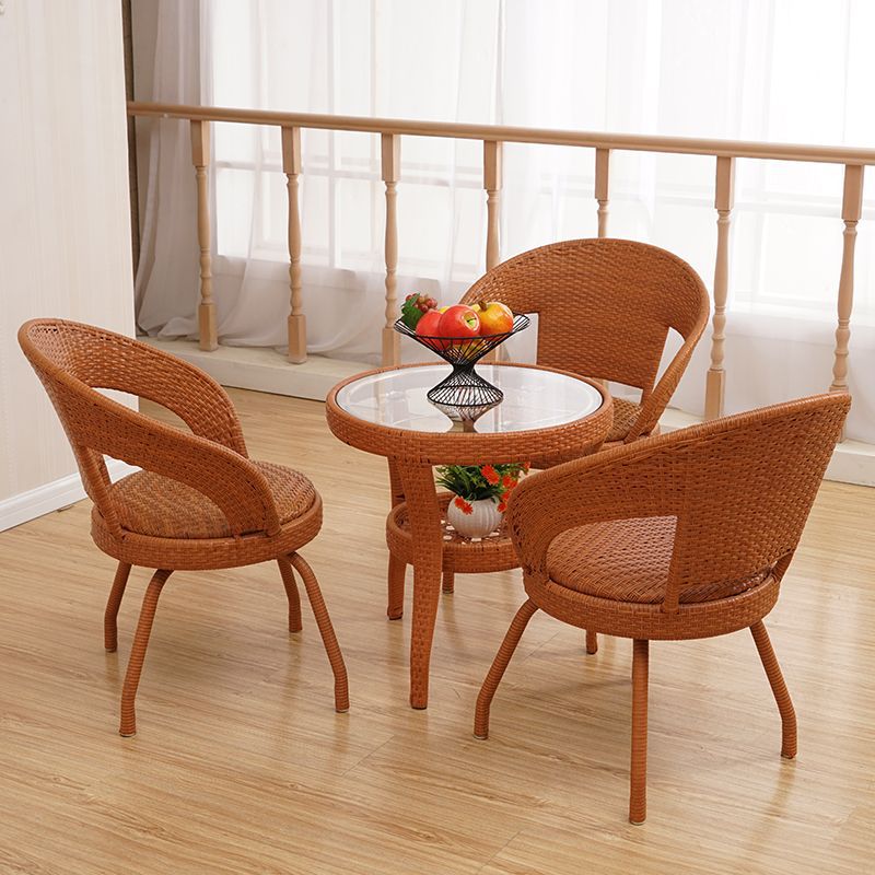 Balcony Leisure Table and Chair Rattan Chair Rotating Three-Piece Set Home Indoor Leisure Courtyard Swivel Chair Outdoor Combination Chair