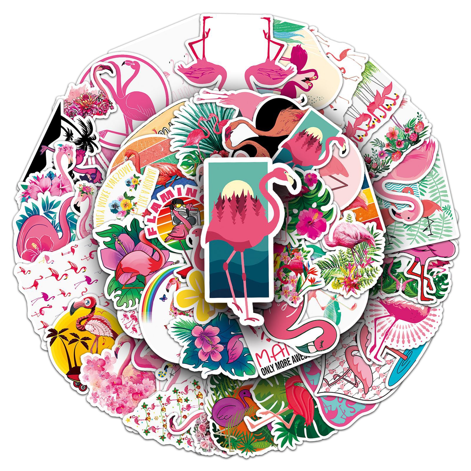 100 Flamingo graffiti dibujos animados animal fresco tarjeta Goo impermeable DIY mano libro decorativo equipaje pegatinas