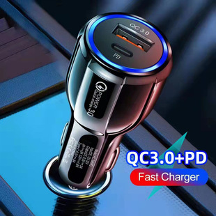 Car Charger mobile phone fast charging head QC3.0 + PD car cigarette lighter converter car charger fast charging one to two