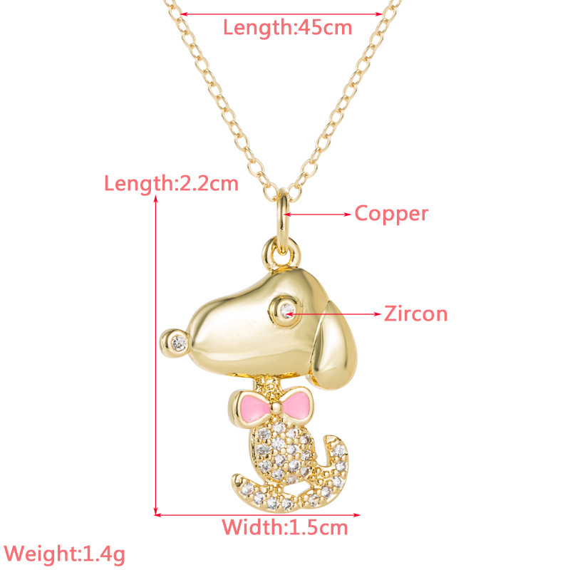 Fashion Dog Copper Zircon Pendant Necklace 1 Piece
