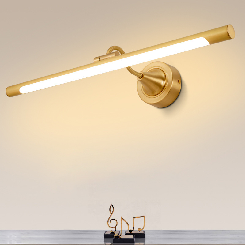 Cross-Border All-Copper Mirror Cabinet Light American-Style Light Luxury Bathroom Cabinet Dedicated Bathroom Washroom Vanity Led Mirror Front Light