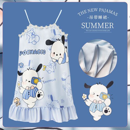 Children's Pajamas Summer Girls' Camisole Dress Nightgown Cartoon Princess Style Kids' Mid-to-Large Size Home Wear Dress