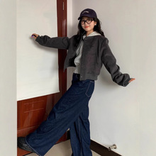 短款棒球服外套女秋2025新款厚正肩夹克小个子毛呢初秋上衣韩系