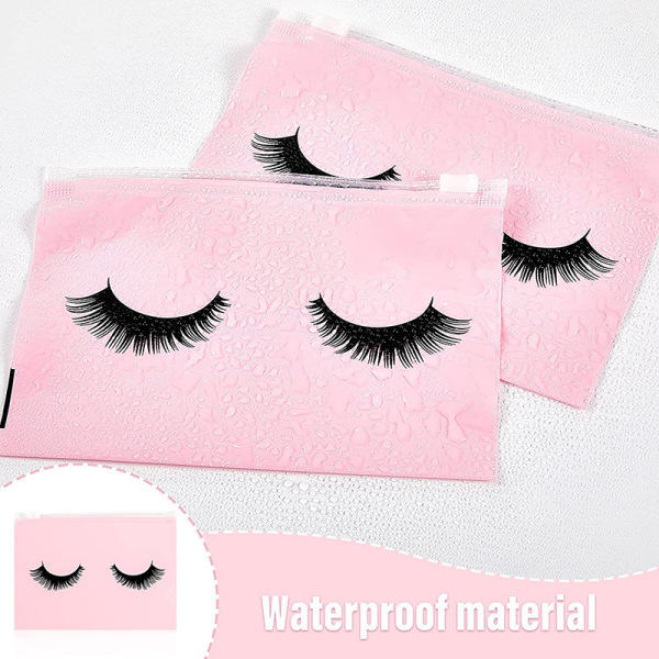 fuchsia black storage bag for eyelashes with zipper