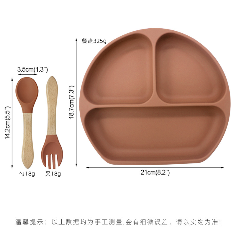 Plato de alimentación infantil tipo succión Plato de alimentación infantil Plato de cubierta de tres partes Amazon Plato de silicona de grado alimenticio