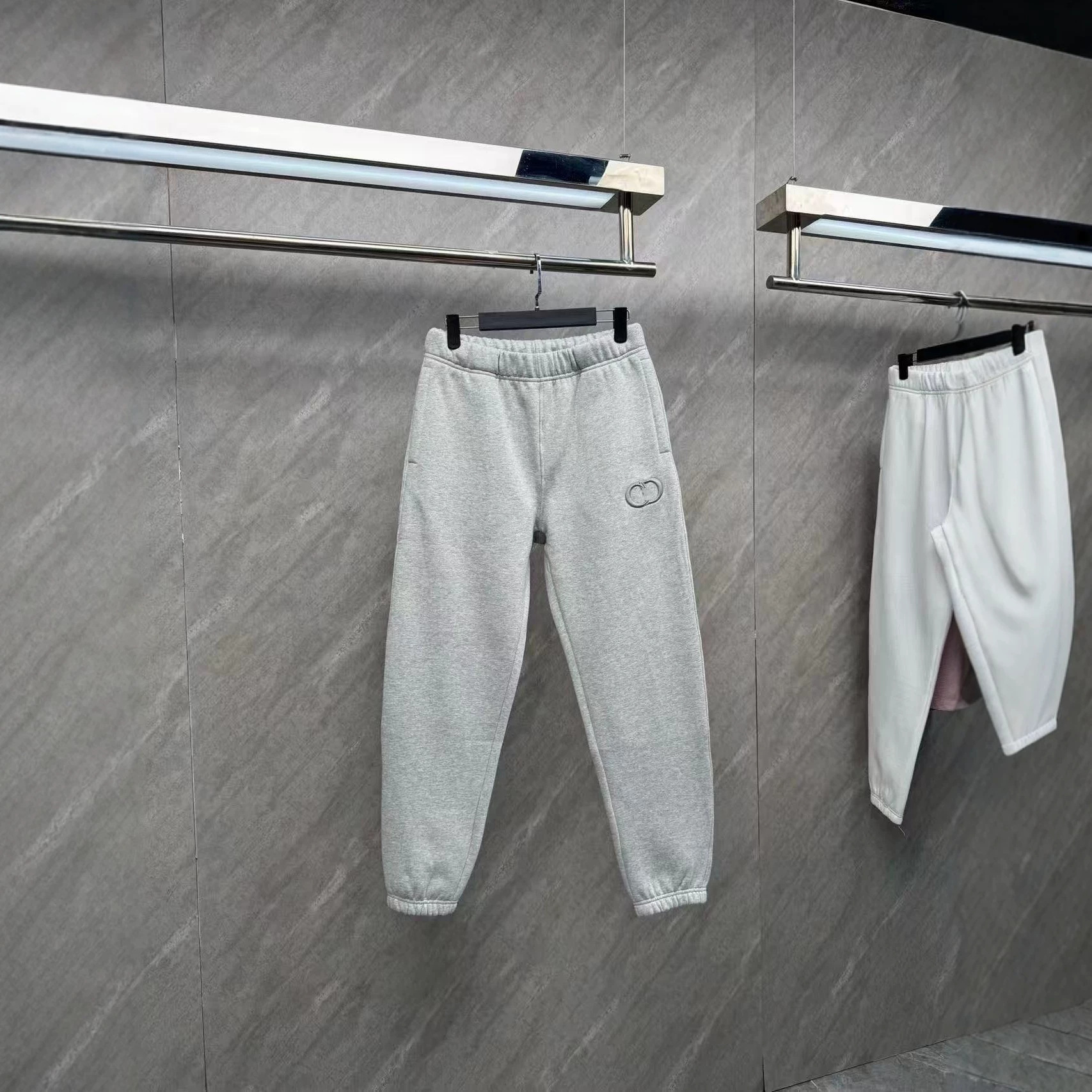 D brand men's new sports embroidered fleece-lined sweatpants