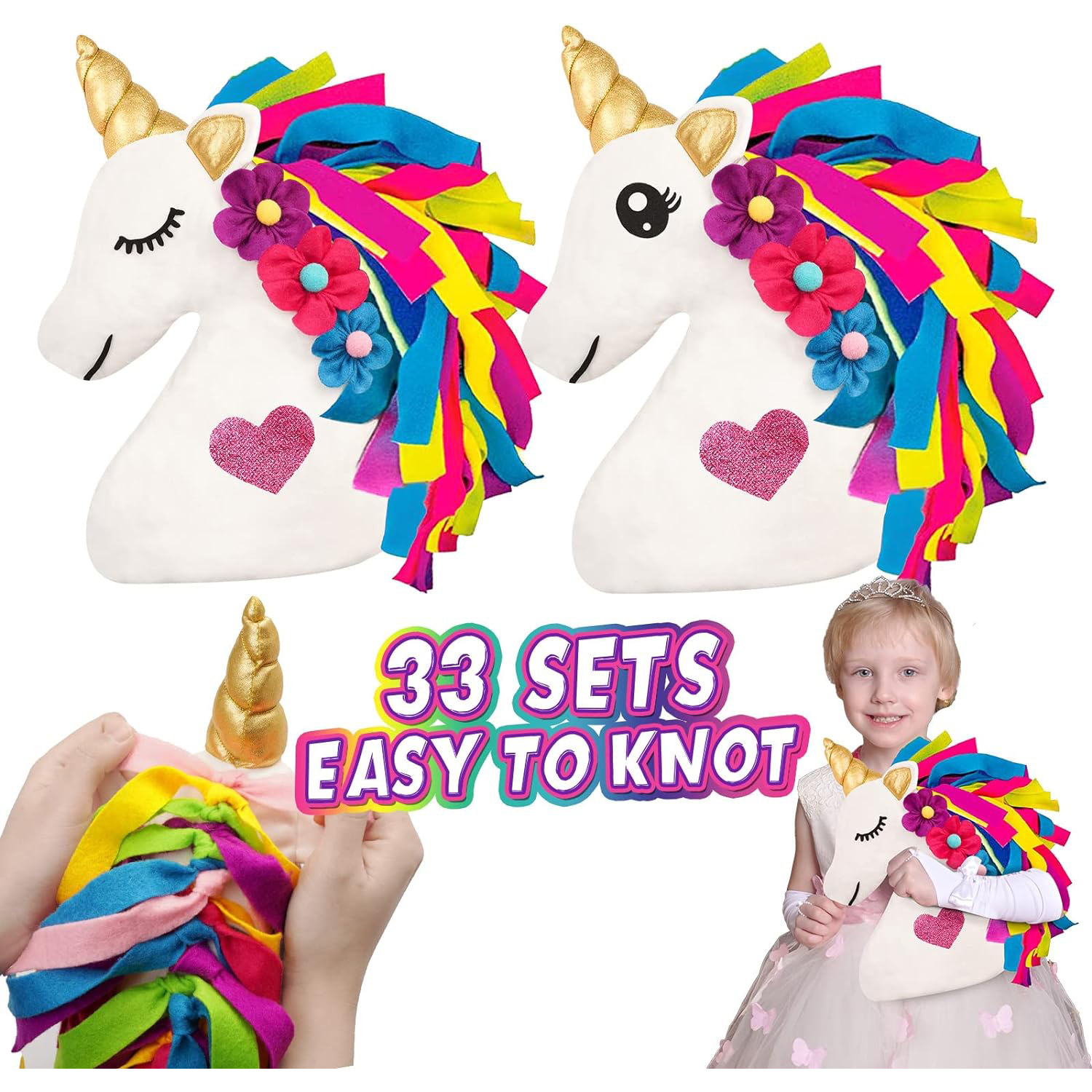 Transfronterizo nuevo DIY unicornio almohada artesanía traje de felpa unicornio dormitorio almohada decorativa regalo