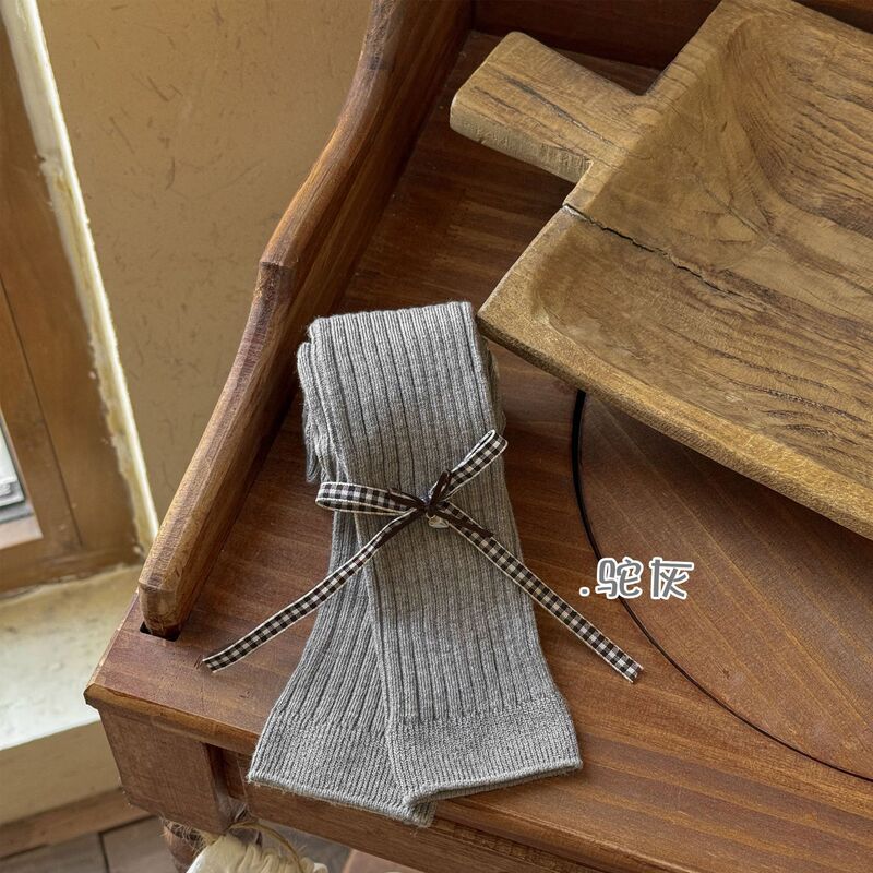 耐穿儿童打底裤女童春秋薄a类针织蝴蝶结宝宝打底袜外穿九分裤袜|undefined