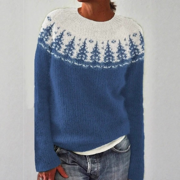 亚马逊欧美新款毛衣女wish热卖圆领拼色宽松时尚套头针织衫