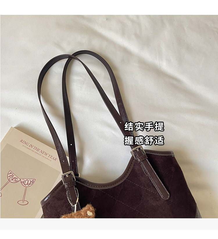 Túi tote nữ cỡ lớn dáng shopping, đeo vai và kẹp nách, chất liệu PU mềm, phong cách hiện đại — Màu cà phê Không có mặt dây chuyền, Màu nâu không có mặt dây chuyền, Rượu đỏ không có mặt dây chuyền, Đen không có mặt dây chuyền chi tiết 5