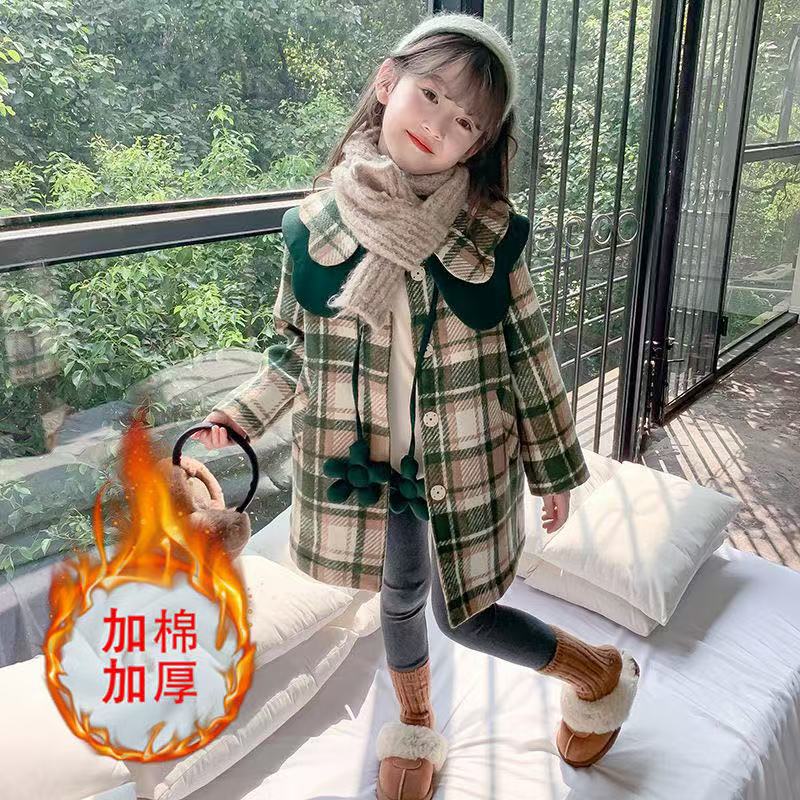 童装儿童保暖冬装2025新款中大童长款夹棉呢大衣女童加厚韩版外套