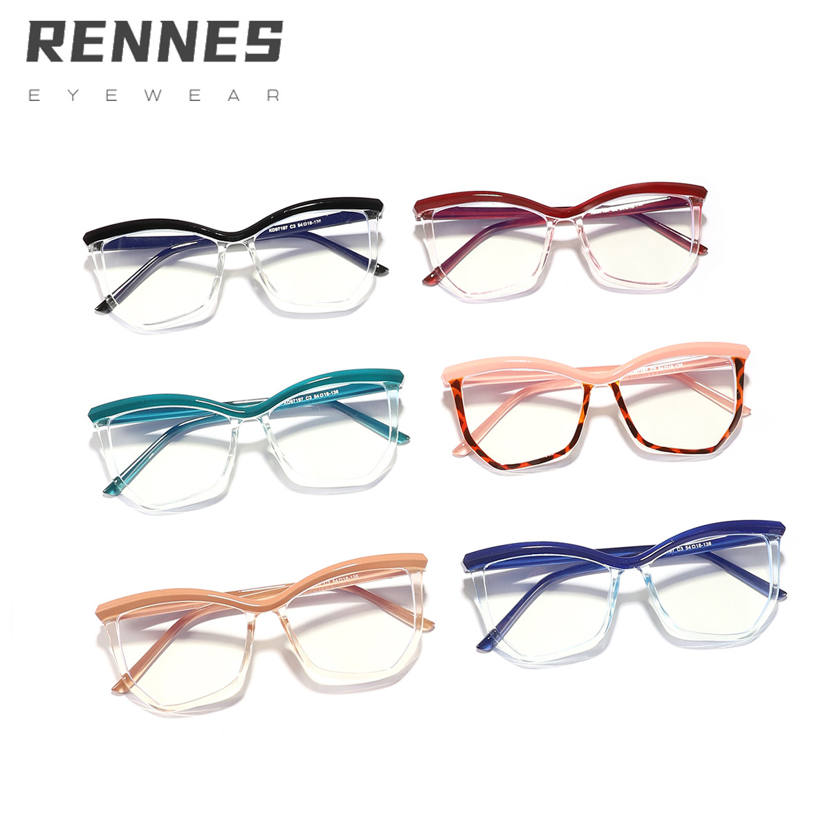 Marco de gafas de cejas transfronterizo antiazul espejo plano poligonal irregular marco de gafas de maquillaje europeo y americano puede equiparse con miopía