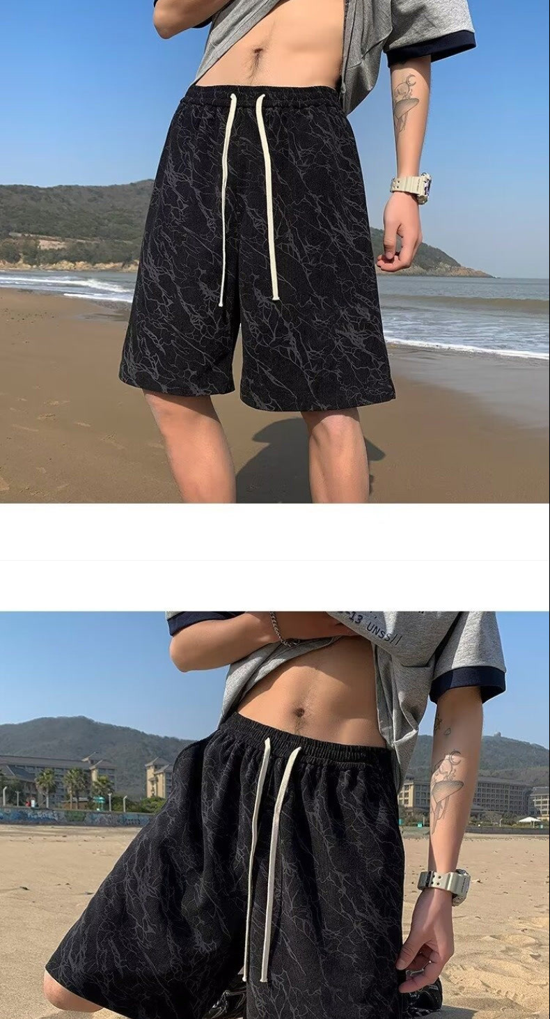 Men's Heavyweight Drape Casual Shorts Loose Fit Mid Waist Drawstring Summer Thin Plus Size Elegant Basic Trendy Brand_viptrois.com