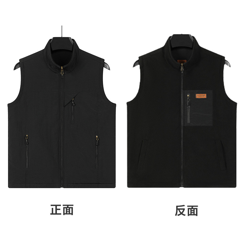 Herramientas de fotografía de pesca al aire libre de bolsillo chaleco de clip de caballo otoño y invierno doble cara vestir chaleco de terciopelo personalizado hombre