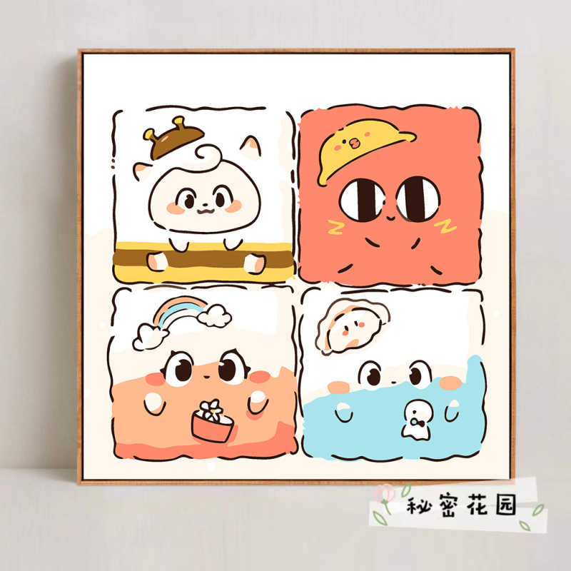 漫画 Q バージョンエッグマンパーティーシリーズ DIY デジタル油絵子供の手作り着色油絵装飾品卸売|undefined