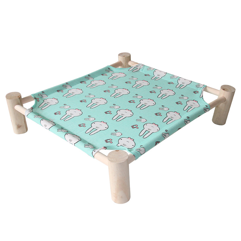 Cama Elevada de Madera para Mascotas, Desmontable y Lavable para Perros y Gatos