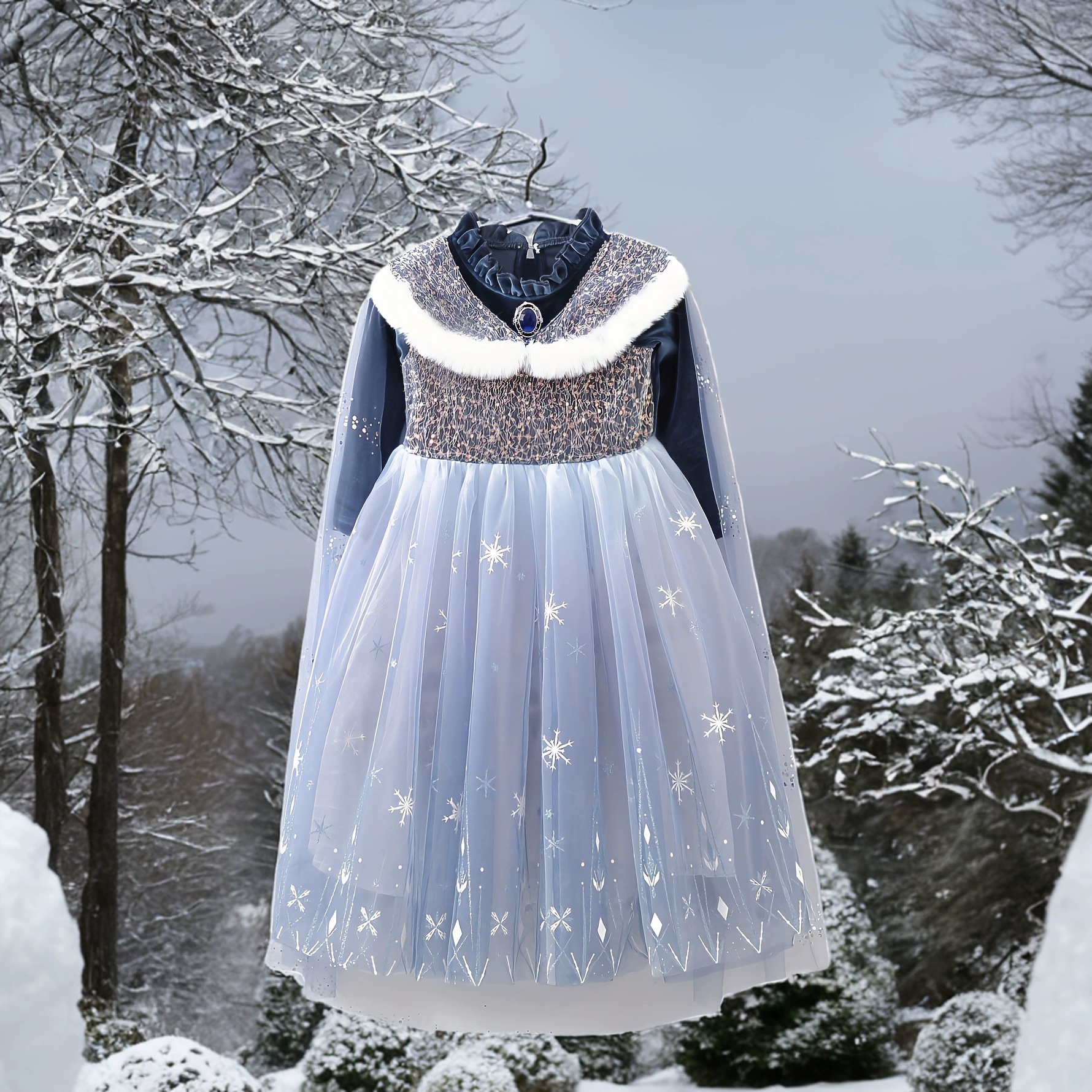 Осеннее и осеннее платье принцессы с длинными рукавами платье Frozen Aesa Princess сетка градиент плаща