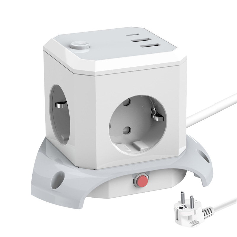 欧规多功能插座美标立式魔方转换插座工厂直销英标一转四智能排插