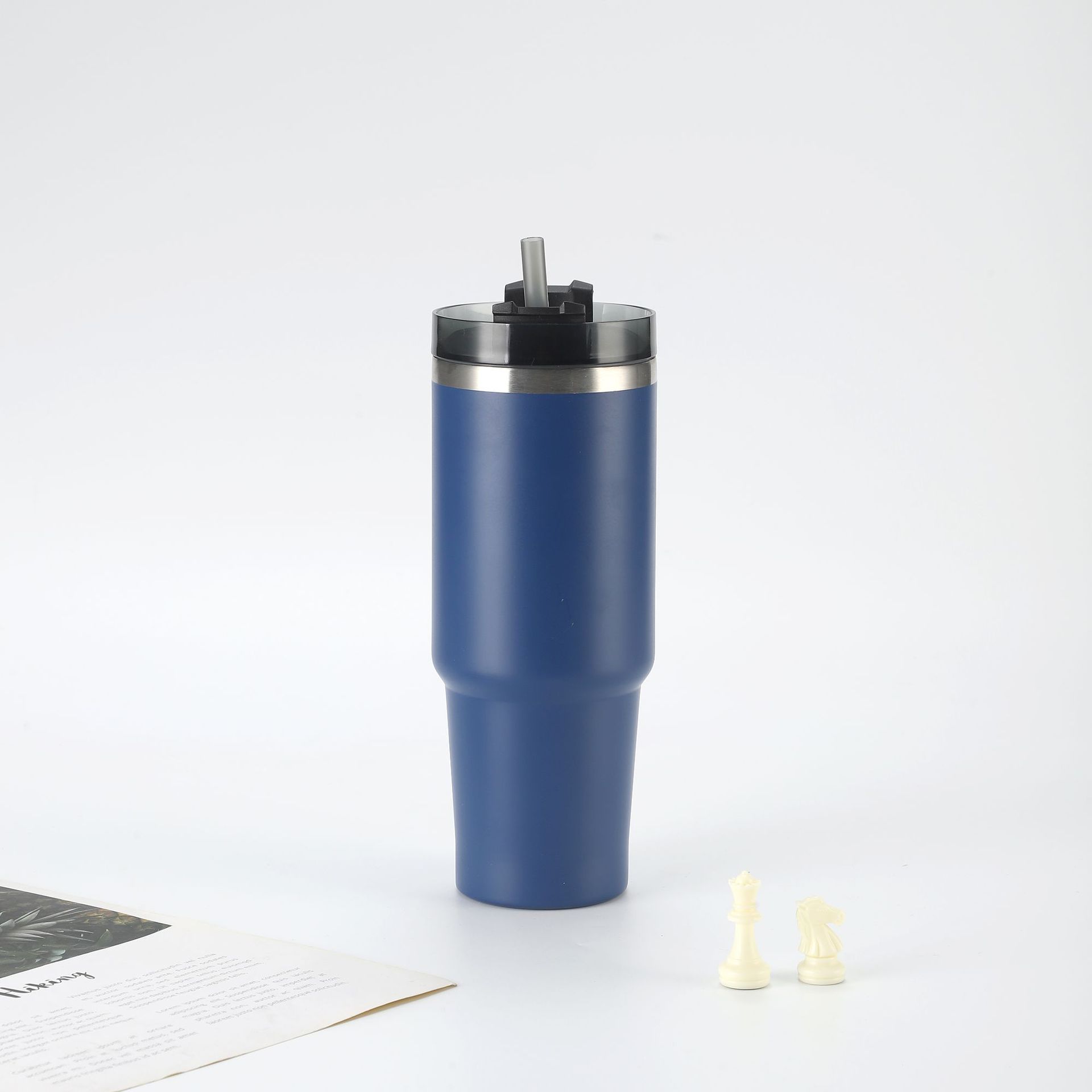 Taza de helado de acero inoxidable 304, doble capa, gran capacidad, con pajita