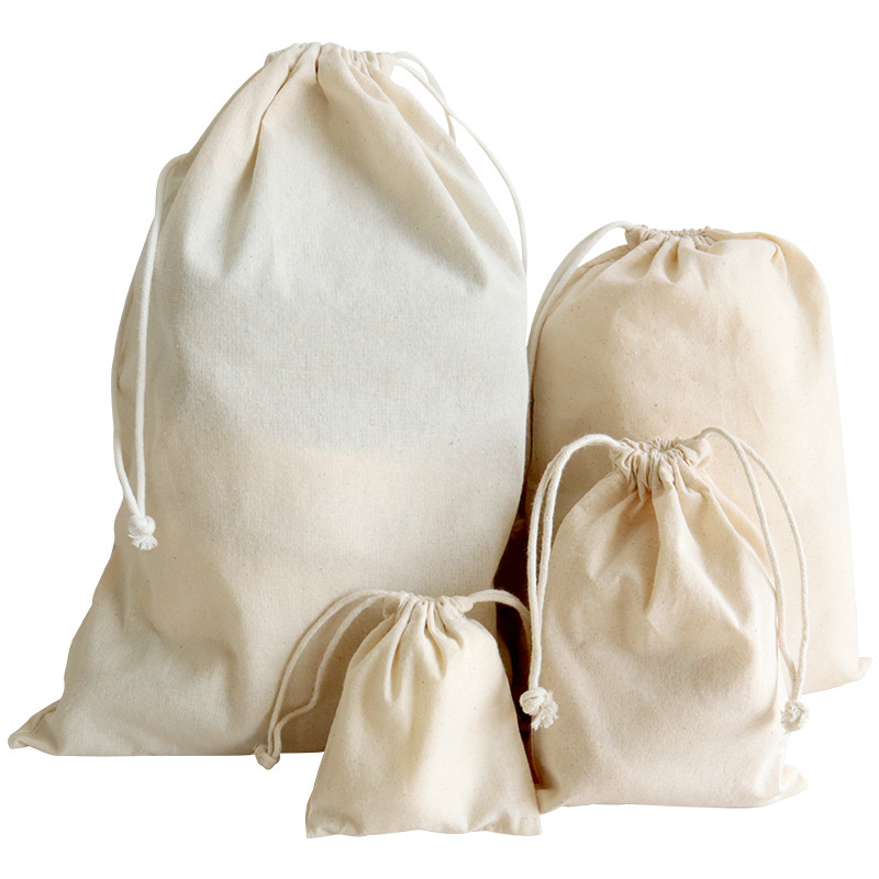 Bolsa de almacenamiento Bolsa de almacenamiento de artículos diversos de punto de fábrica Bolsa de cordón de algodón 22*29cm a prueba de polvo portátil