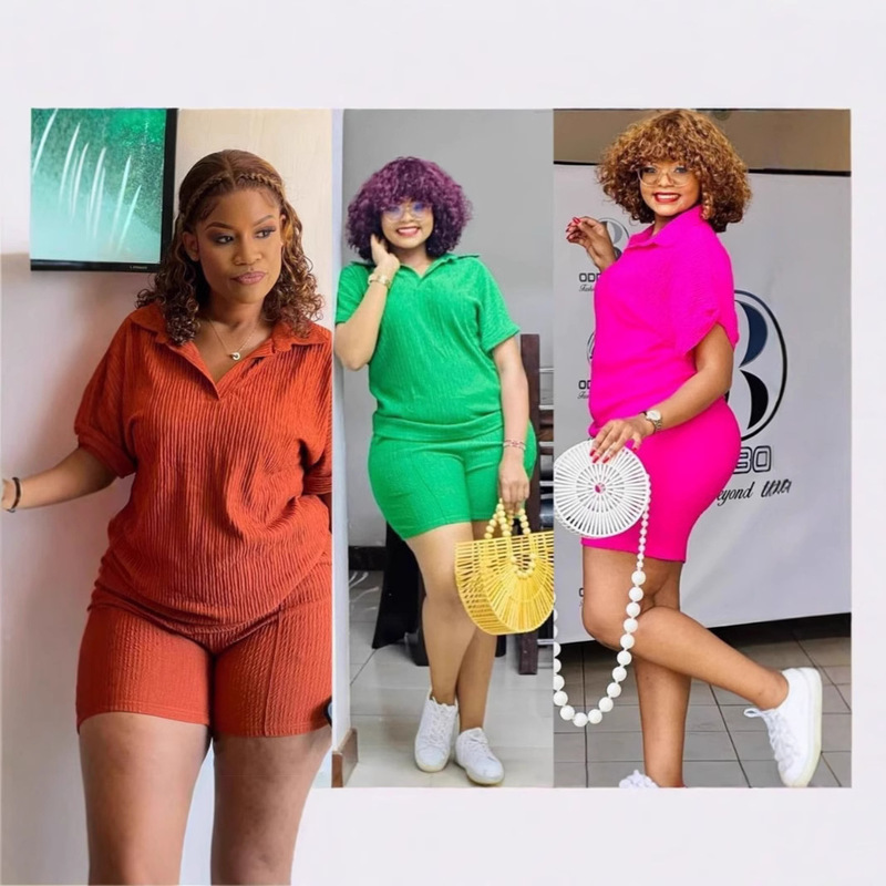 Stocks Cross-Border Amazon European and American Fashion Casual Solid Color Short-Sleeved Women's Suit Loose and Fashionable Versatile