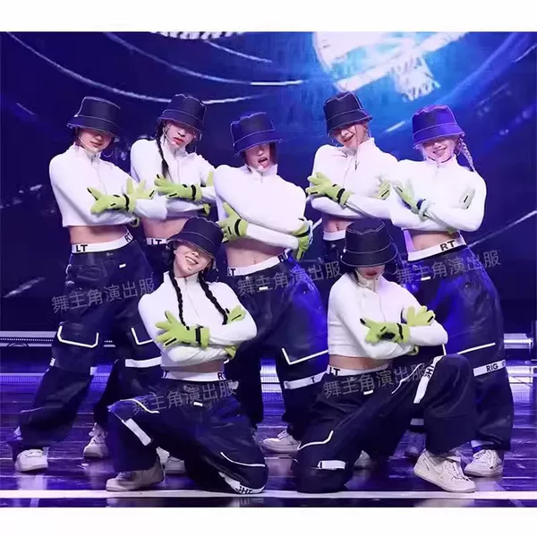 2023 New Hip Hop Jazz dance costume hip hop suit trendy XG women's group left right same style singing costume