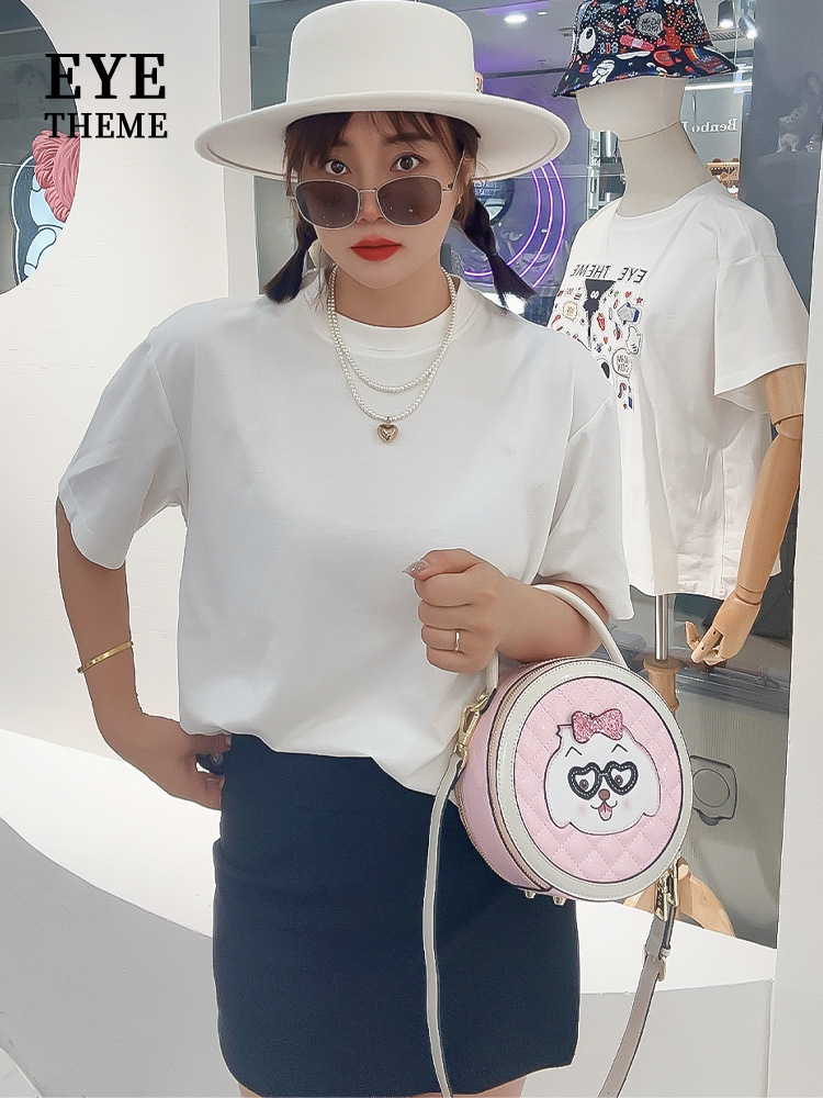 Personalidad de dibujos animados coloridos bolsos de mochila de dama con cremallera bolsas redondas de diseño de nicho de piel esmaltada 2629 #