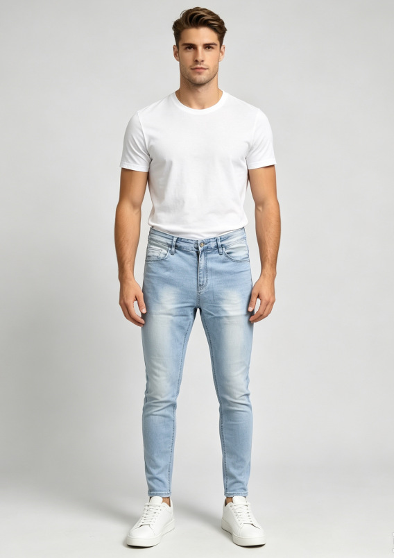 Jeans Ajustados Elásticos para Hombre de Algodón y Poliéster para Uso Casual image 6