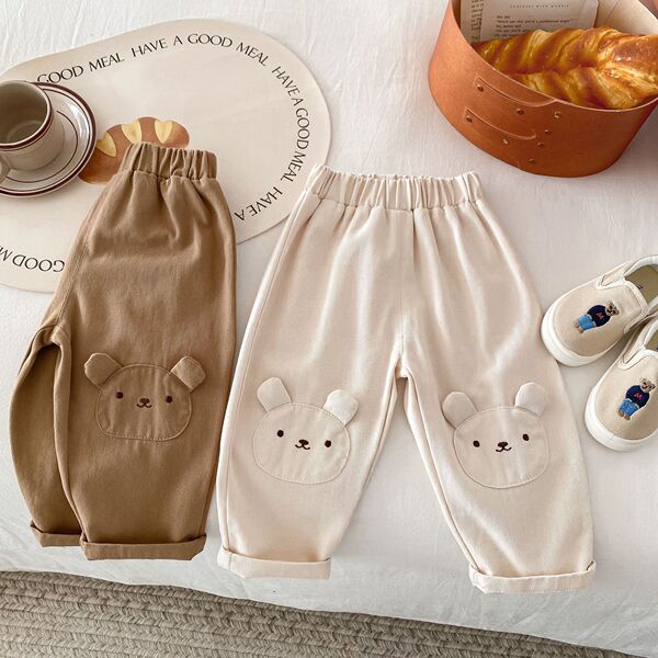 Children's demi-season three dimensional cute solid color trousers…
