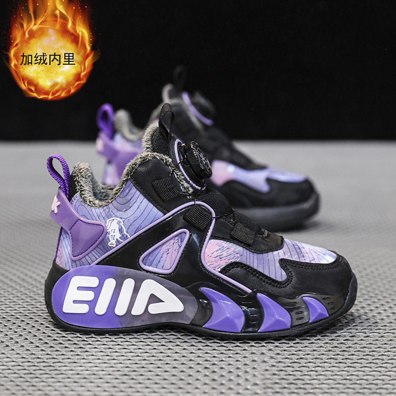 Zapatos de baloncesto para niños de invierno zapatos de algodón para niños y adolescentes botones zapatos deportivos de algodón cálido