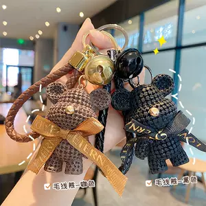 New Resin Wool Bear Keychain Women's Exquisite Car School Bag Pendant Couples Fashion Bag Hanging Small Gifts
