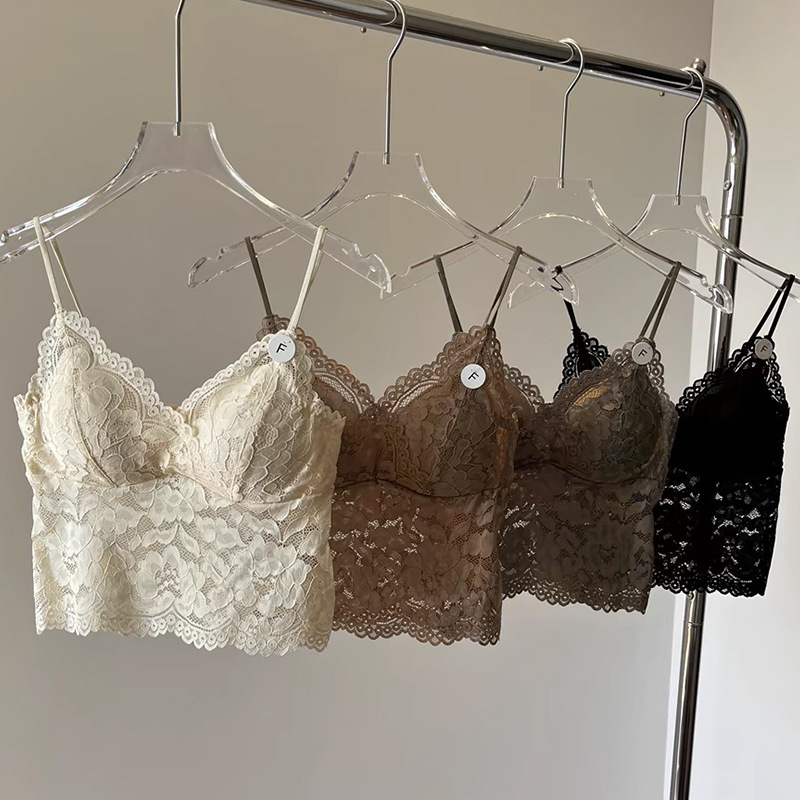 Purely Sexy Lace Tube Top Women's Summer Slim-Fit Short Camisole with Chest Pads and Beautiful Back Design